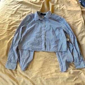 Kendall and Kylie open back button down cropped shirt